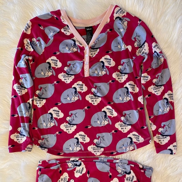 Disney Eeyore Pajamas Women's Size XS (0-2) Pajama Set Stretch Pull On - Picture 1 of 10
